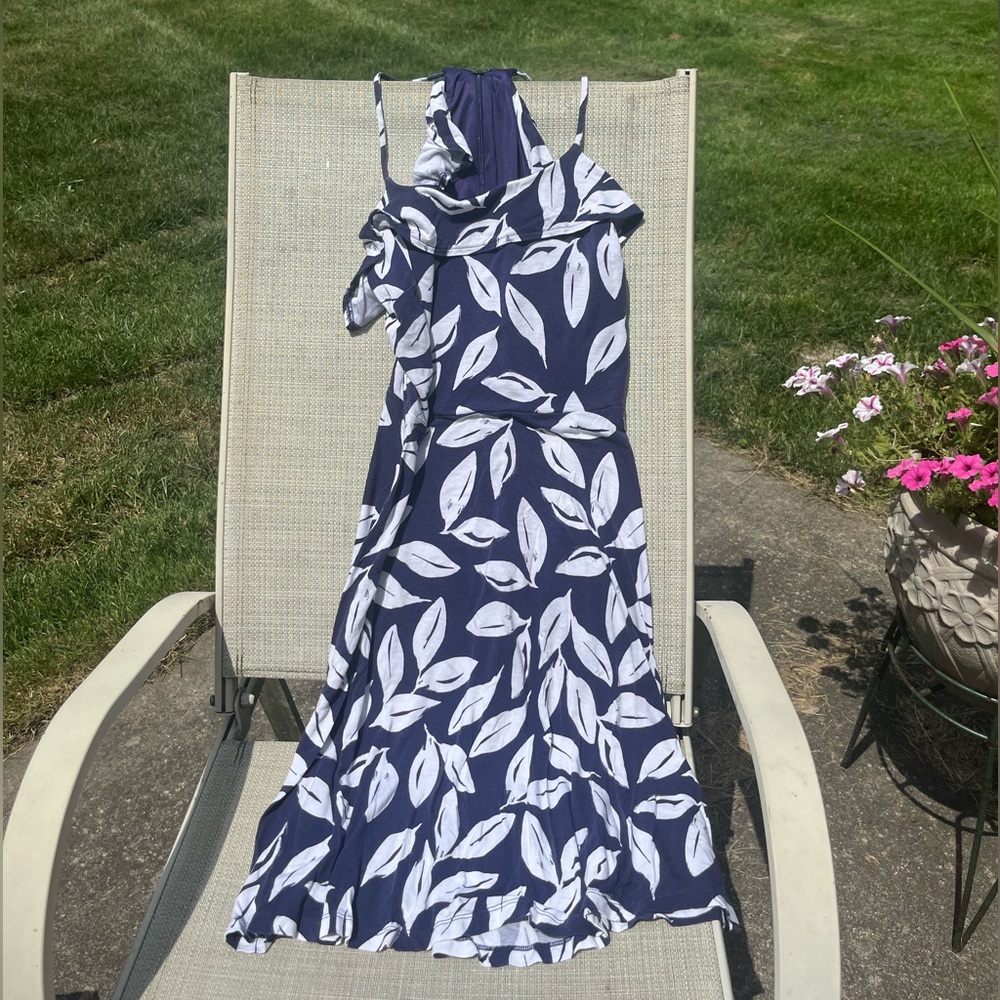 LOFT Blue and White sleeveless Sundress size Small
